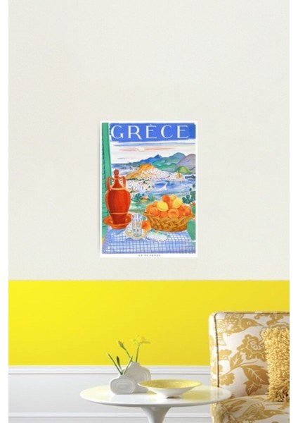 1948 Yunanistan Poros Adası Seyahat Poster Tablo Ahşap Poster Dekoratif fiyatları