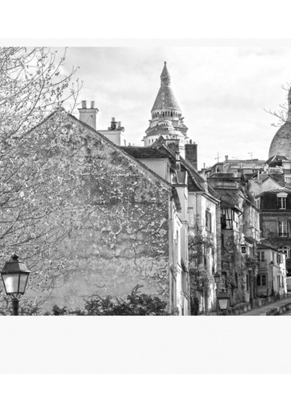 Montmartre Paris'te Sokak Tablo Ahşap Poster Dekoratif