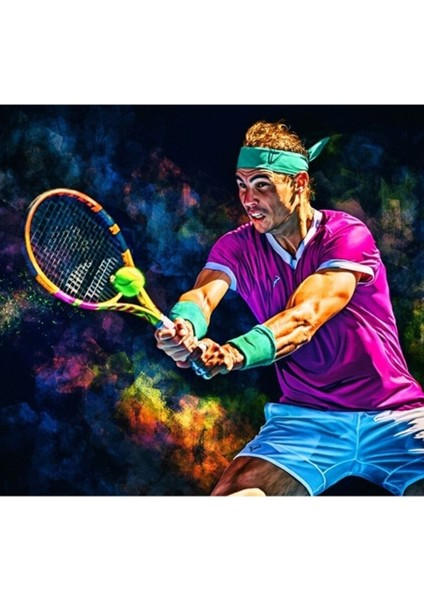 Rafael Nadal, Avustralya Açık 2022'DE Backhand Oynuyor. Vamos Rafa. Tablo Ahşap Poster Dekoratif