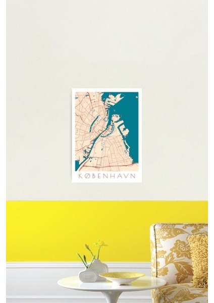 Kopenhag / Kobenhavn Şehir Haritası Tablo Ahşap Poster Dekoratif fiyatları