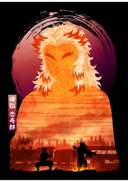 Kyojuro Rengoku Demon Slayer'ın Kopyası: Kimetsu No Yaiba Tablo Ahşap Poster Dekoratif