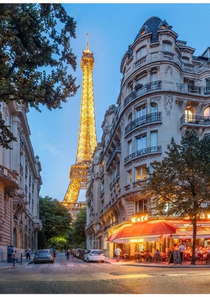 Eyfel Kulesi Altında Paris Cafe Tablo Ahşap Poster Dekoratif