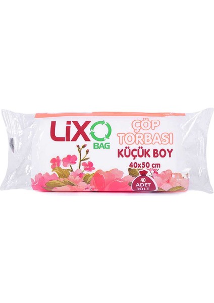 Lixo Bag Küçük Boy Çöp Poşeti (40 x 50cm) 40 Lı Rulo x 1 Paket Çöp Torbası Şeffaf 10 litre