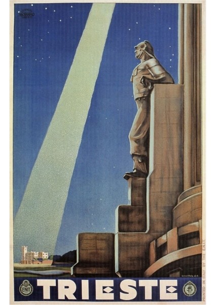 Art Deco Trieste Italyan Seyahat Tablo Ahşap Poster Dekoratif