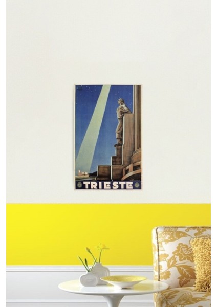Art Deco Trieste Italyan Seyahat Tablo Ahşap Poster Dekoratif