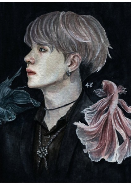 Yoongi x Balıklar Tablo Ahşap Poster Dekoratif KOD3080