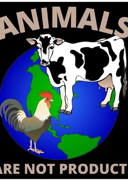 Hayvanlar Ürün Değildir, Kahverengi Metin- Çevrecilik Vegan Tablo Ahşap Poster Dekoratif