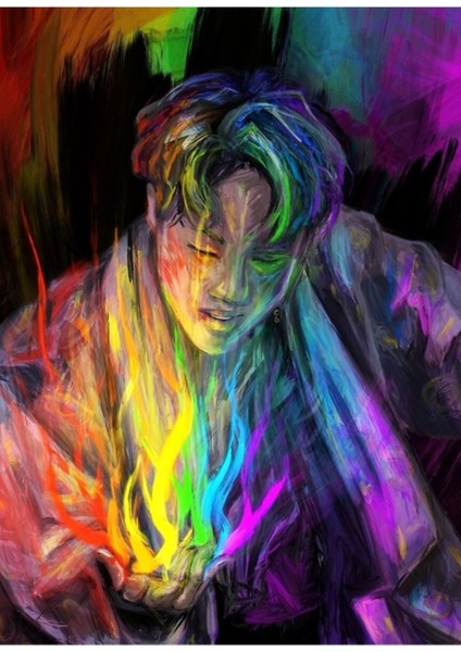 Bts Jhope Idol Dijital Resim Tablo Ahşap Poster Dekoratif KOD1331