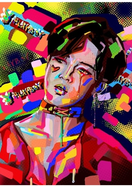 Bts Jimin Pop Art Dijital Resim Tablo Ahşap Poster Dekoratif KOD985