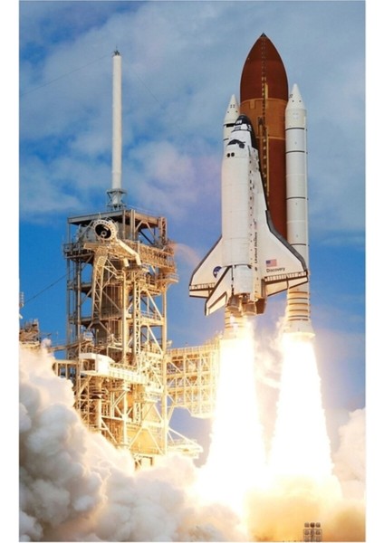 Uzay Mekiği Keşfi Fırlatma Tablo Ahşap Poster Dekoratif