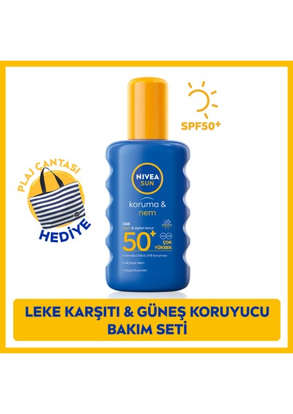 Nıvea Sun Spf 50+ Koruma & Nem Nemlendirici Güneş Kremi Sprey 200 ml + Plaj Çantası