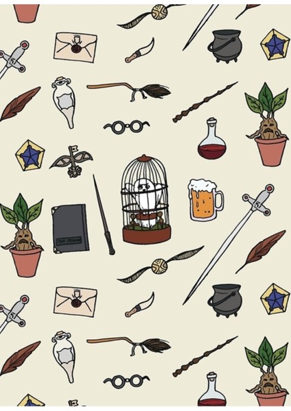 Owl And Wand Tablo Ahşap Poster Dekoratif