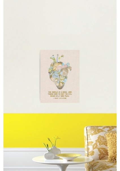 Bir Gezginin Kalbi + Alıntı Tablo Ahşap Poster Dekoratif fiyatları