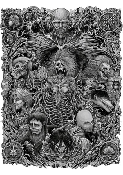 Attack On Titan 4. Sezon Tek Resimde Dokuz Titans Tablo Ahşap Poster Dekoratif