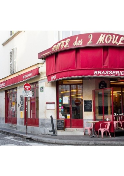 Paris'te Red Cafe Tablo Ahşap Poster Dekoratif