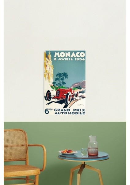 Yarış Afişi, Gran Prix De Monaco 1934, Eski Model Afiş, Araba Afişi Tablo Ahşap Poster Dekoratif fiyatları