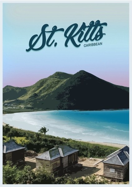 Saint Kitts Tablo Ahşap Poster Dekoratif