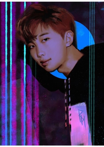 Neon Joon // Bts Rm Tablo Ahşap Poster Dekoratif KOD2788