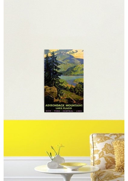Adirondack Dağları Lake Placid Poster Restore Edilmiş Tablo Ahşap Poster Dekoratif fiyatları
