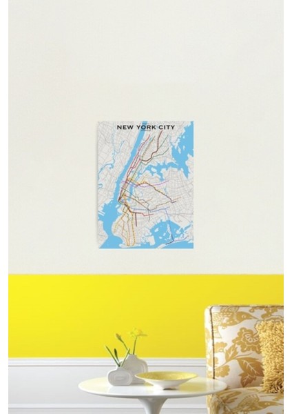 New York Şehri Toplu Taşıma Haritası Tablo Ahşap Poster Dekoratif fiyatları