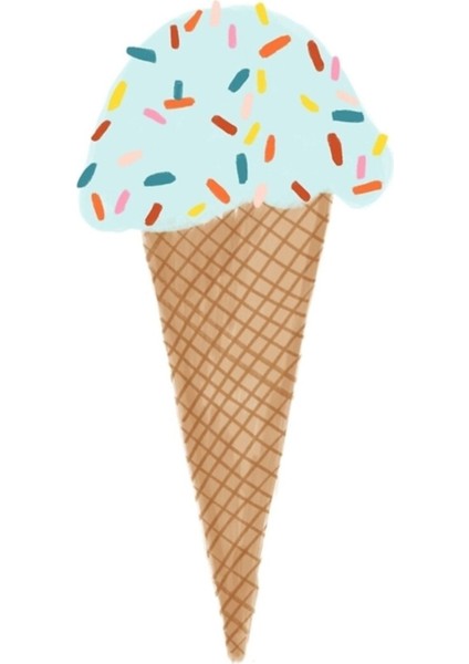 Sprinkles ile Minty Blue Dondurma Külahı Tablo Ahşap Poster Dekoratif