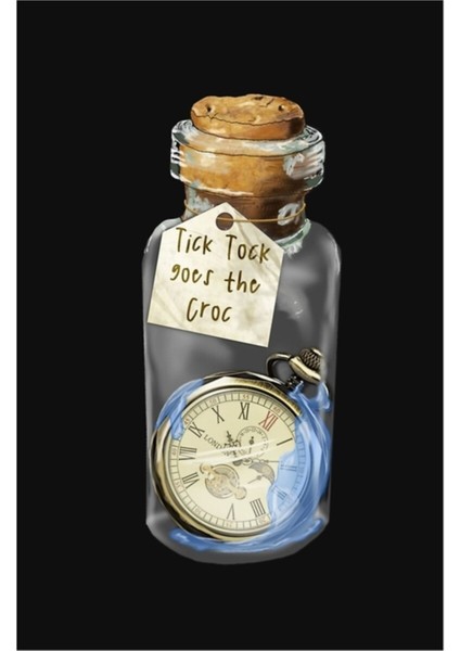 Timsah Saat Tablo Ahşap Poster Dekoratif