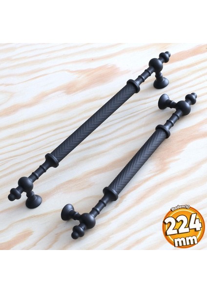 Ladin Siyah Metal Kulp 224 mm (22.4 Cm) Mobilya Çekmece Mutfak Dolabı Dolap Kapak Kulpları Kulbu