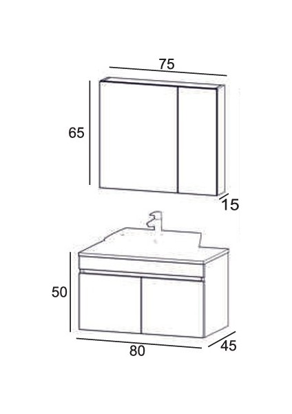 Etna 80 cm Kül Gri Banyo Dolabı fiyatları