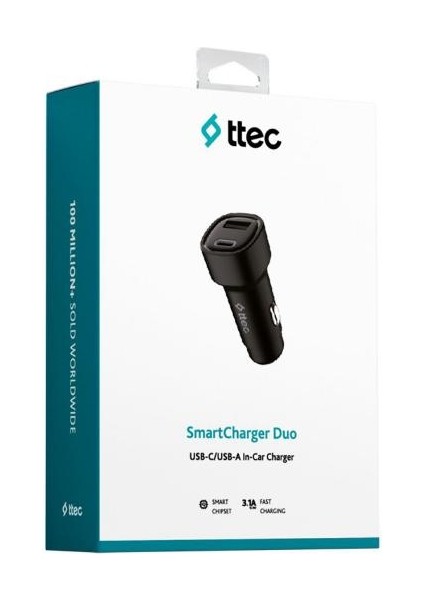 Smart Charger Duo 3.1A Araç Şarj Aleti USB +Cusb-A