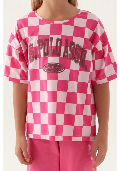 U.s. Polo Assn Lisanslı Plaid Toz Pembe Kız Çocuk Kapri Takım fırsatları