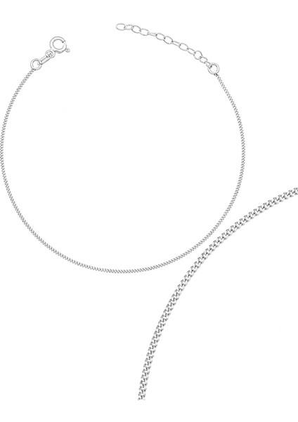 Silver 925K Gümüş 1 mm Gurmet Zincir Bileklik