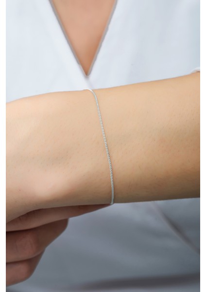 Silver 925K Gümüş 1 mm Gurmet Zincir Bileklik modelleri