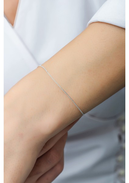 Silver 925K Gümüş 1 mm Gurmet Zincir Bileklik fırsatları