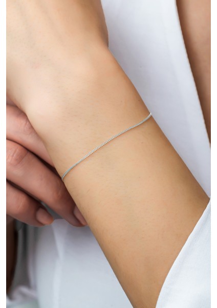 Silver 925K Gümüş 1 mm Gurmet Zincir Bileklik indirimleri