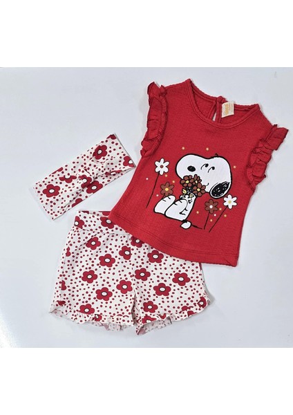 Snoopy Kız Bebek Şortlu Takım