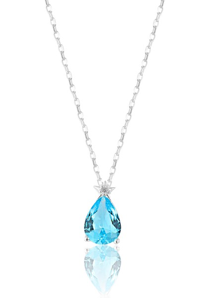 925K Gümüş Aquamarine Gece Yıldızı Kolye