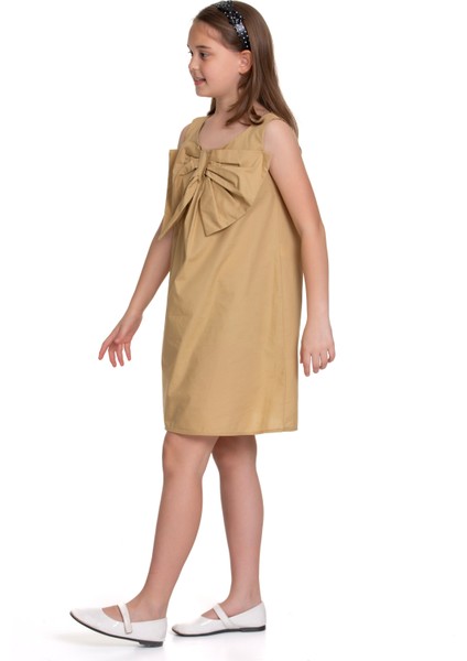 Kız Çocuk Fiyonk Detaylı Askılı Rahat Kesim Elbise modelleri