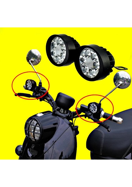 Naser Motor Motosıklet Sıs Farı Beyaz Sarı Sıyah Kasa Yuvarlak Takım (2ADET)