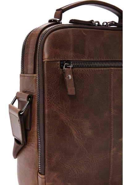 Erkek Kahverengi Deri Çapraz Çanta 22WBD350318