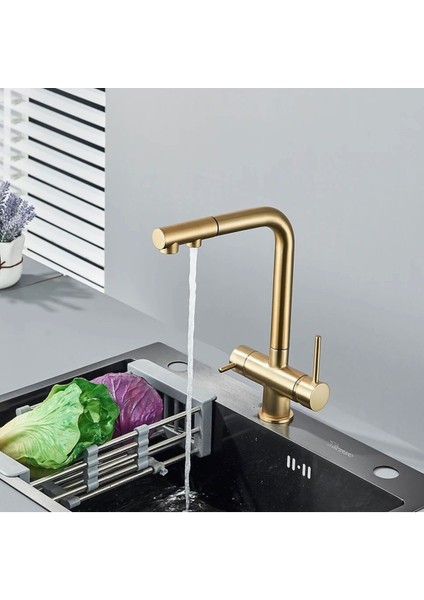 Mutfak Evye Bataryası Dual Flow Su Arıtma Çıkışlı Spiralli Fiskiyeli 7 Yıl Garantili Ithal Mat Gold fırsatları