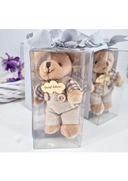 10 Adet Isme Özel Ayıcıklı Anahtarlık. Süslü Kutuda Isme Özel Pleksili Ayıcık Anahtarlık, Hediyelik fiyatları