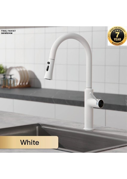 Mutfak Evye Bataryası Spiralli Yeni Model Fırçalı Fiskiye Beyaz Ithal 7 Yıl Garanti