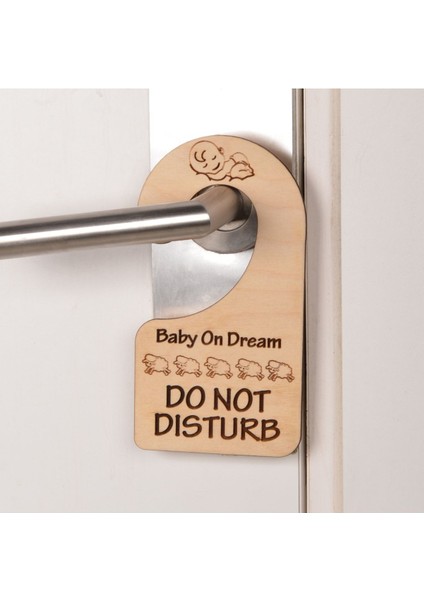 Ahşap Bebek Uykuda Kapı ve Zil Askısı Seti - "do Not Disturb" modelleri