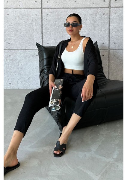 Siyah Bürümcük Kimono Takım indirimleri