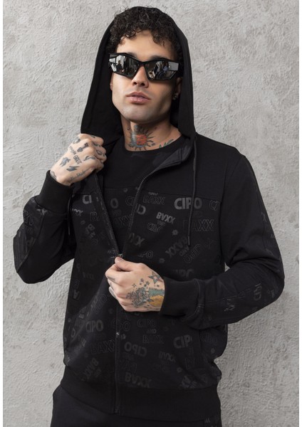 CL564 Marka Logo Baskılı Marjinal Kapşonlu Erkek Sweatshirt