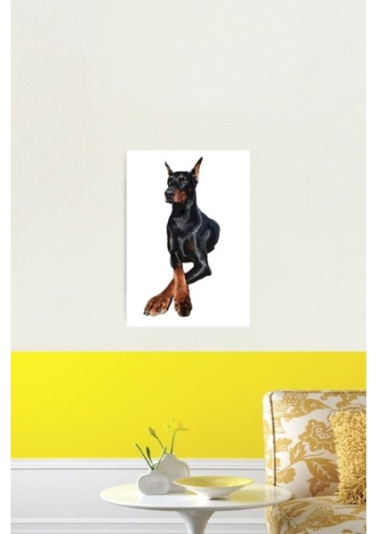 Doberman Köpeği Dobermann Pinscher Tablo Ahşap Poster Dekoratif