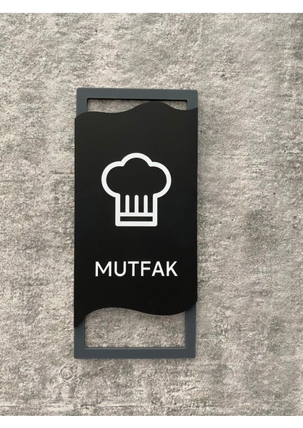 Antrasit Çerçeveli Mat Mutfak Yönlendirme Levhası