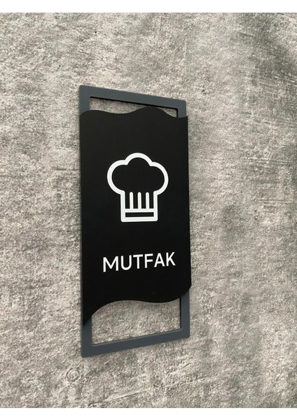 Antrasit Çerçeveli Mat Mutfak Yönlendirme Levhası