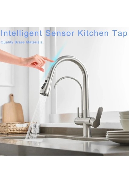 Mutfak Evye Bataryası Smart Dual Flow Su Arıtma Çıkışlı Mat Nikel Dokunmatik Spiralli 7 Yıl Garanti fiyatları