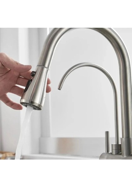 Mutfak Evye Bataryası Smart Dual Flow Su Arıtma Çıkışlı Mat Nikel Dokunmatik Spiralli 7 Yıl Garanti indirimleri